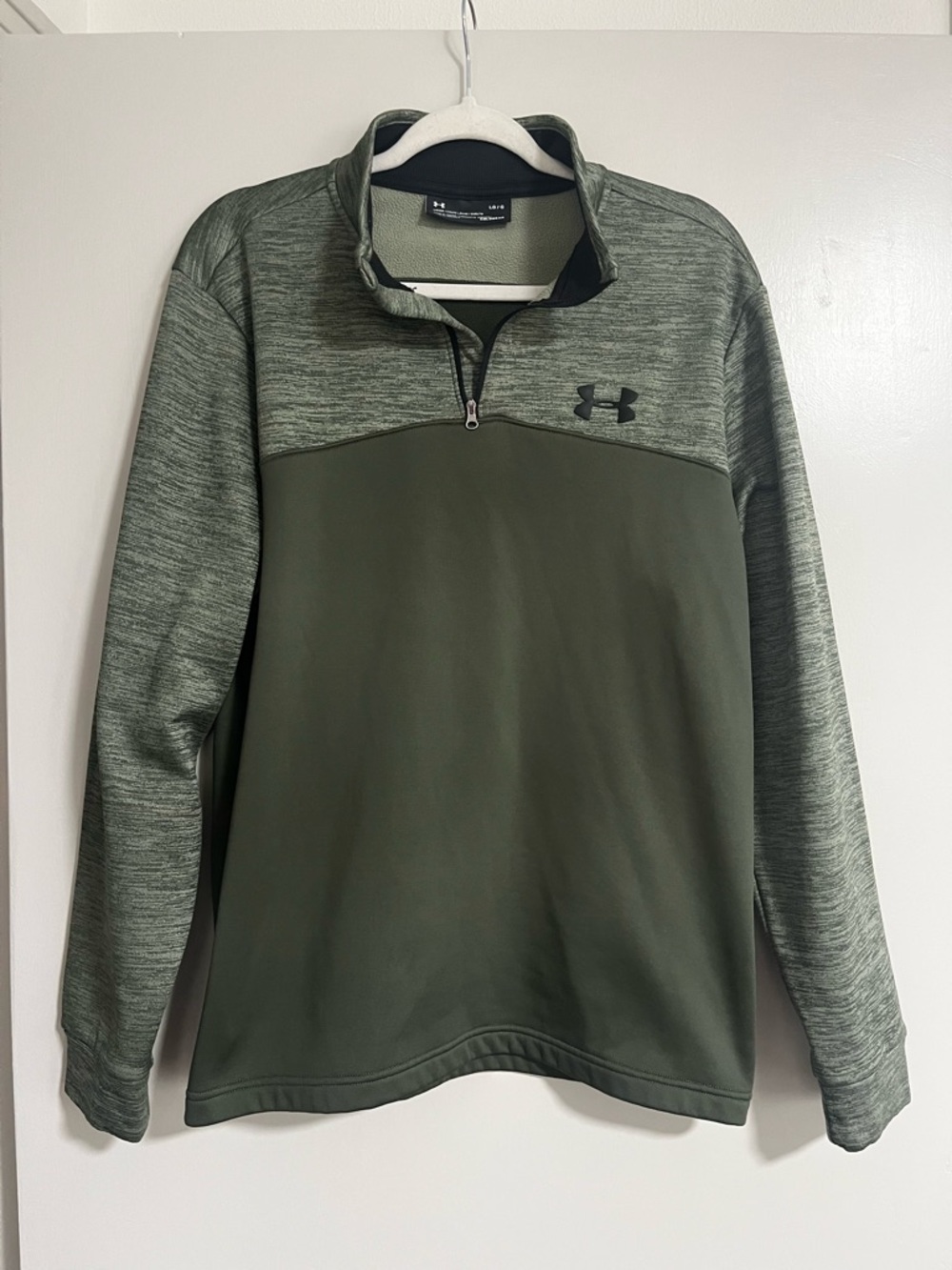 Under Armour Two-Tone Olive Green Quarter Zip Pullover